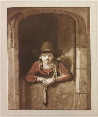 PLOOS van AMSTEL, CORNELIS. Nine color-printed etchings after 17th century Dutch master drawings,